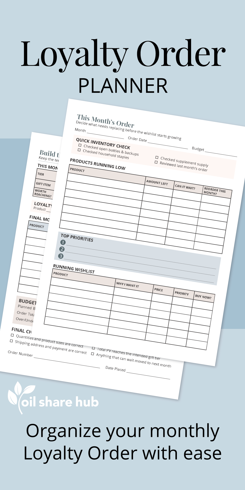 Monthly Loyalty Order Planner – Digital Download