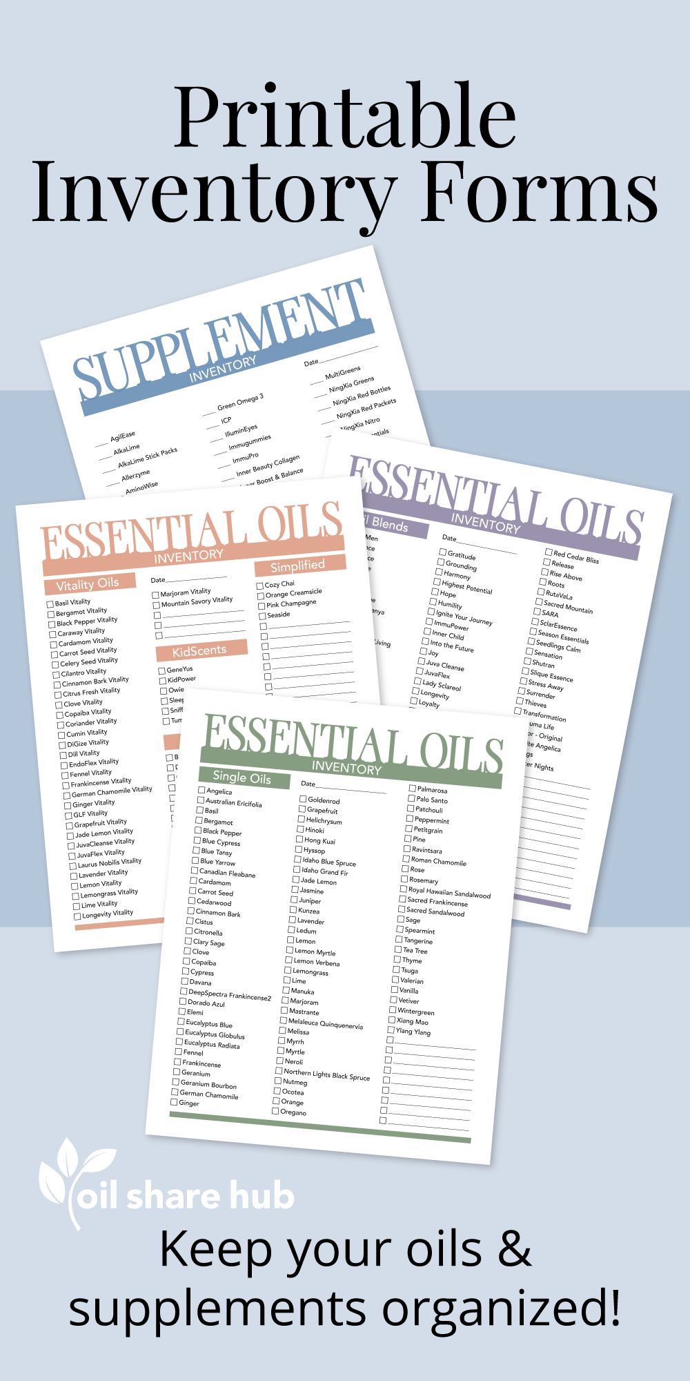 YL Oils & Supplements Inventory Forms - PDF Download