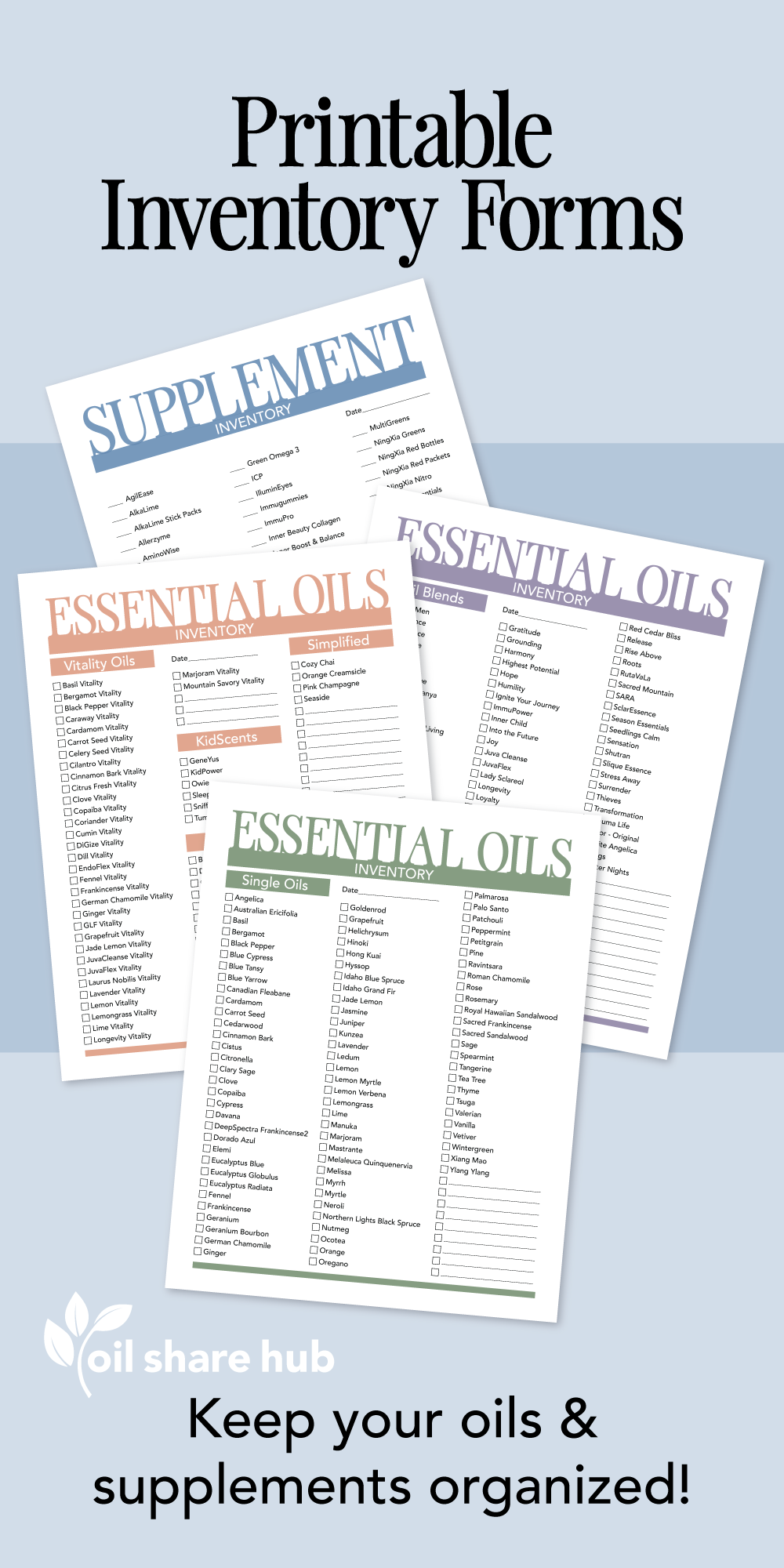 YL Oils & Supplements Inventory Forms - PDF Download