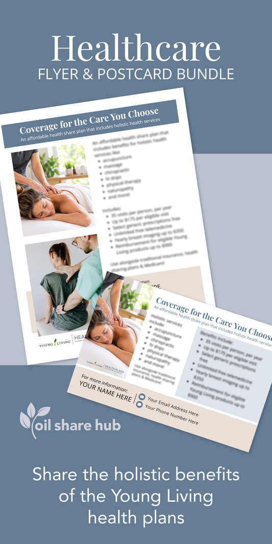 Young Living Health Plans Holistic Benefits Flyer & Postcard Bundle – Editable Canva Templates + PDF